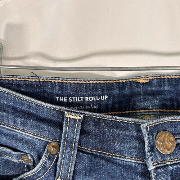 Adriano Goldschmied Jeans Women's 25 Dark Wash Distressed Low Rise Slit Roll Up - Picture 6 of 11